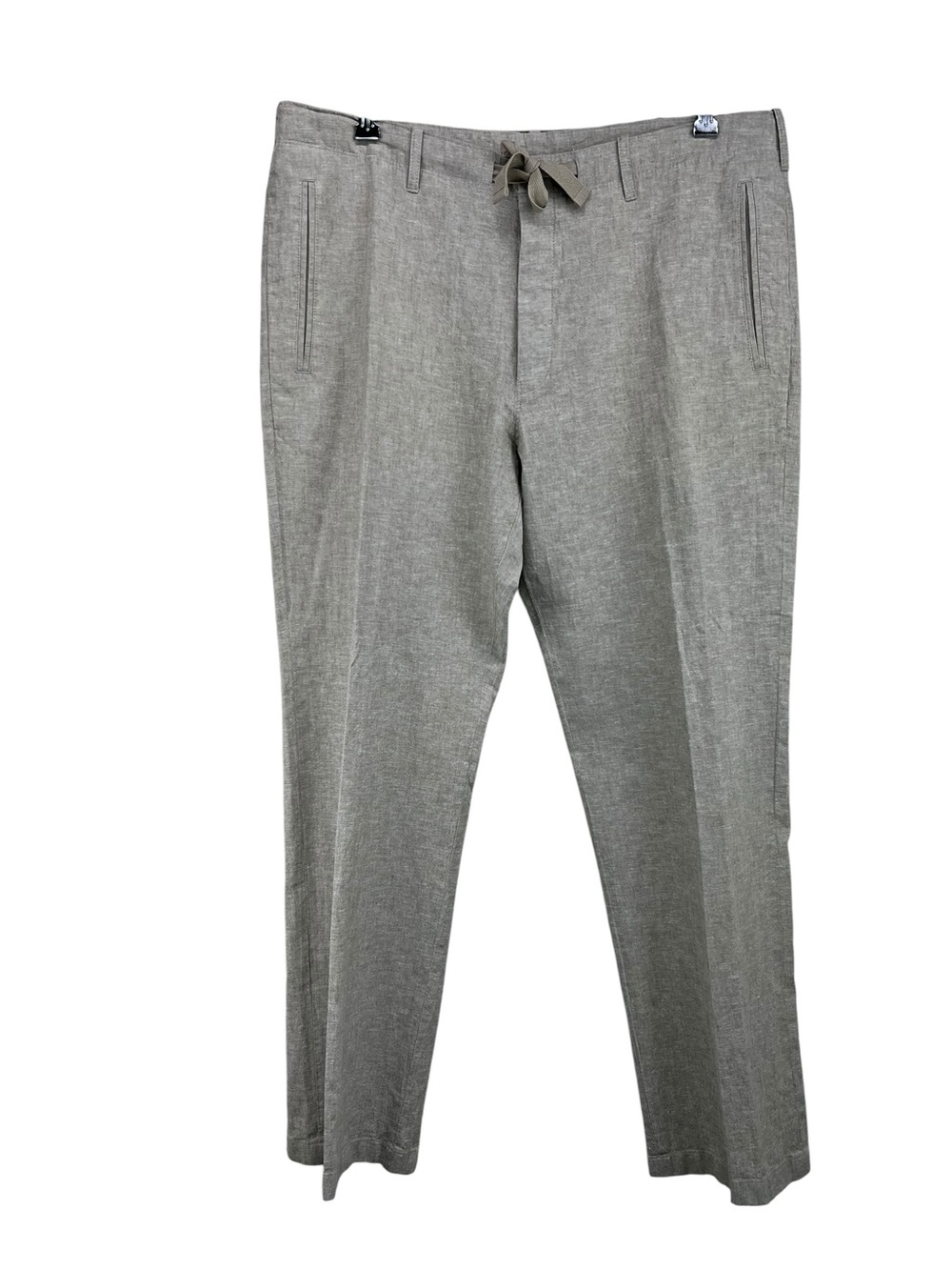 Perry Ellis Chinchilla Linen Cotton Drawstring Button Fly Pants Mens 36 x 32